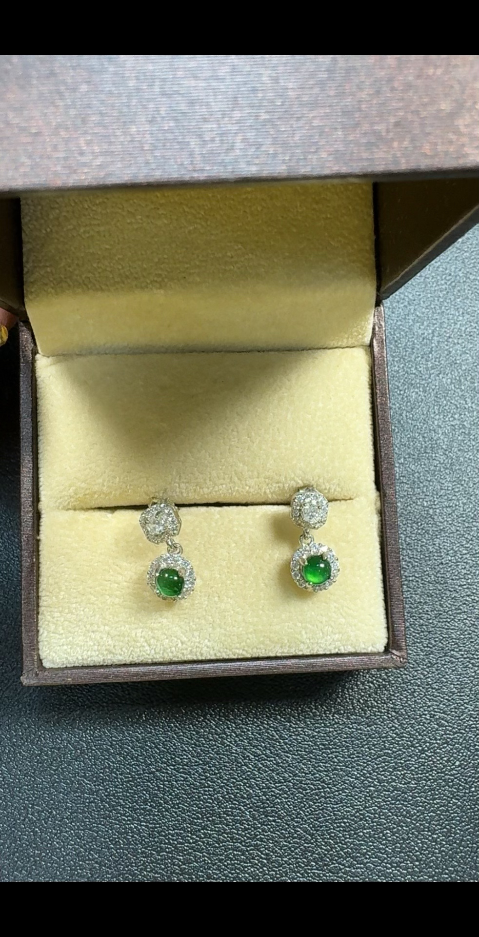 翡翠耳钉绿色彩色中古