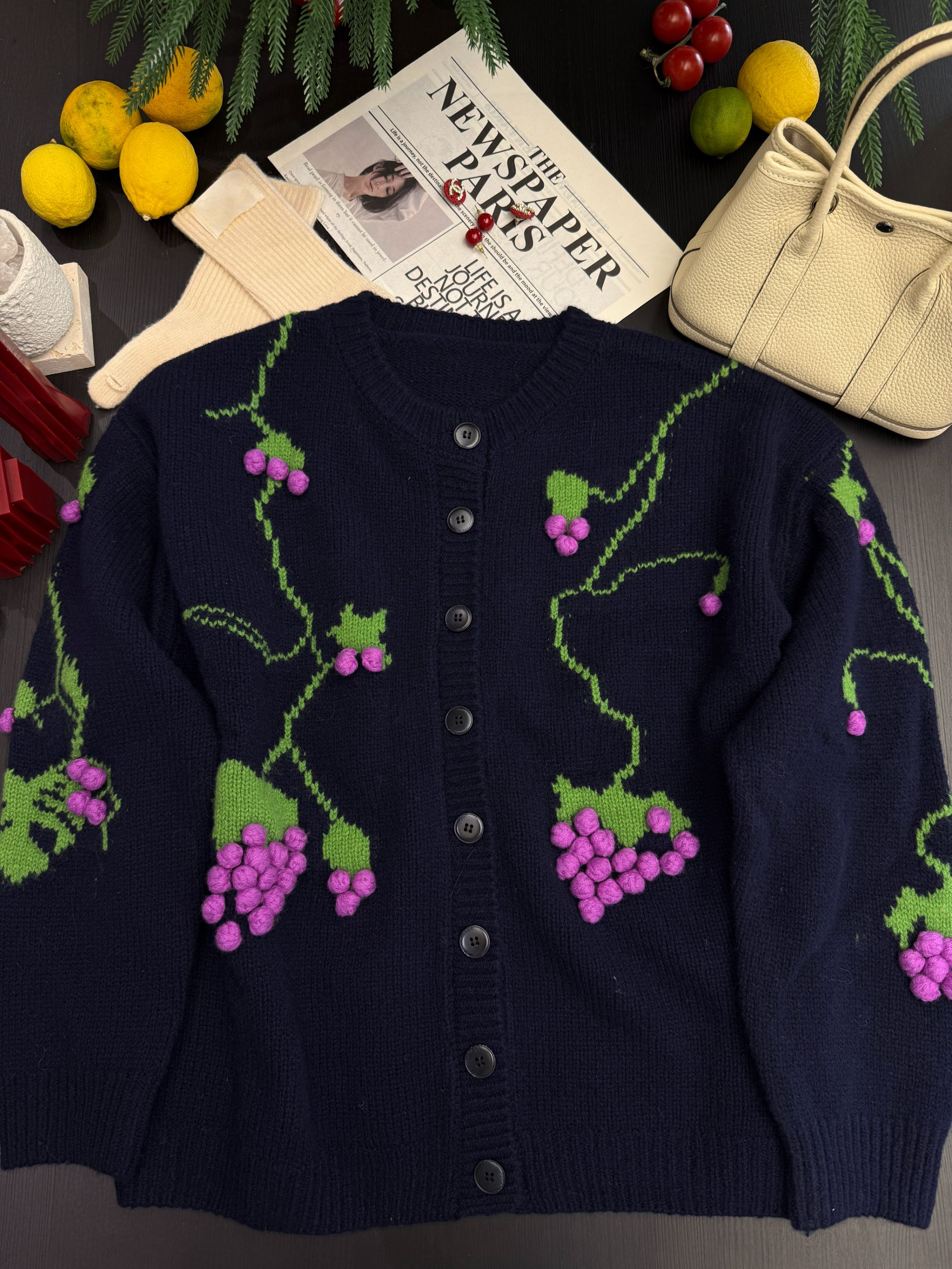 蓉蓉家   爆款手工葡萄开衫