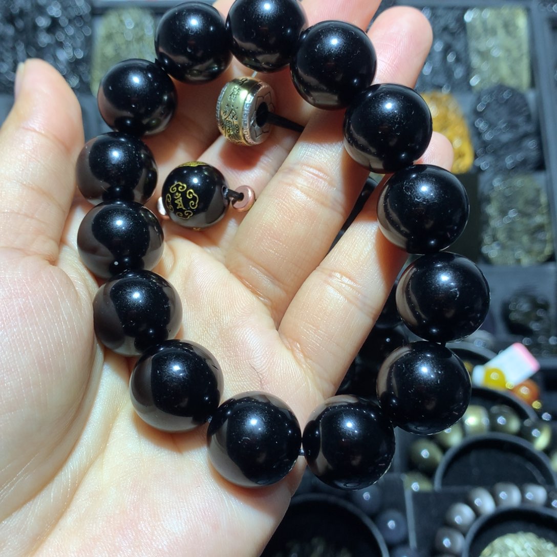 黑曜岩手串未镶嵌打****妈定制