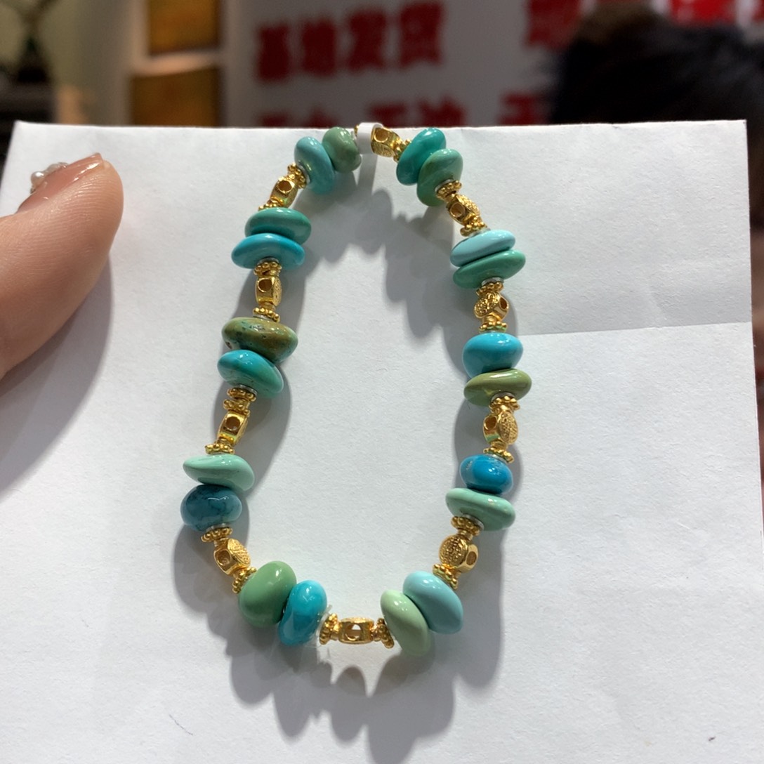 绿松石单圈银S925镶嵌