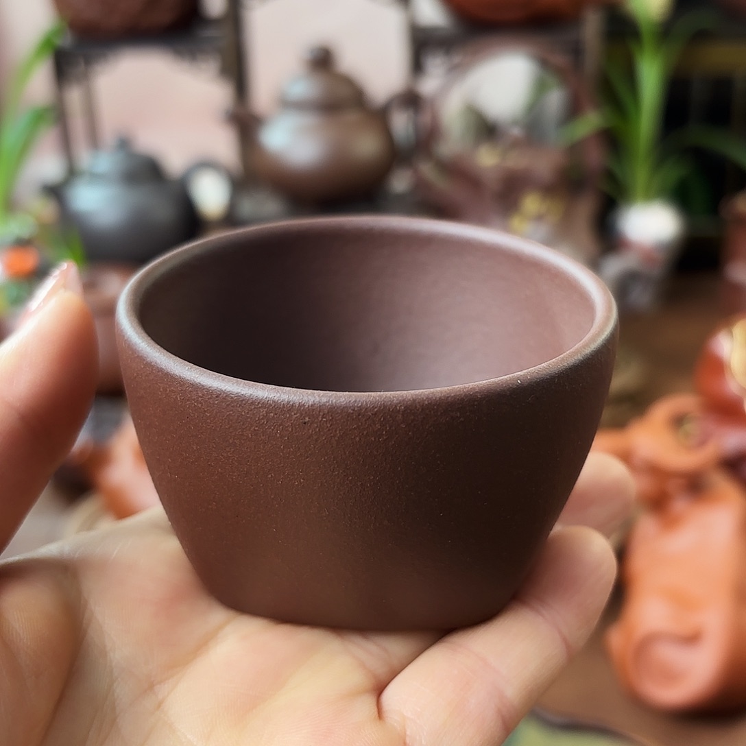 紫砂茶壶主人杯紫泥90cc