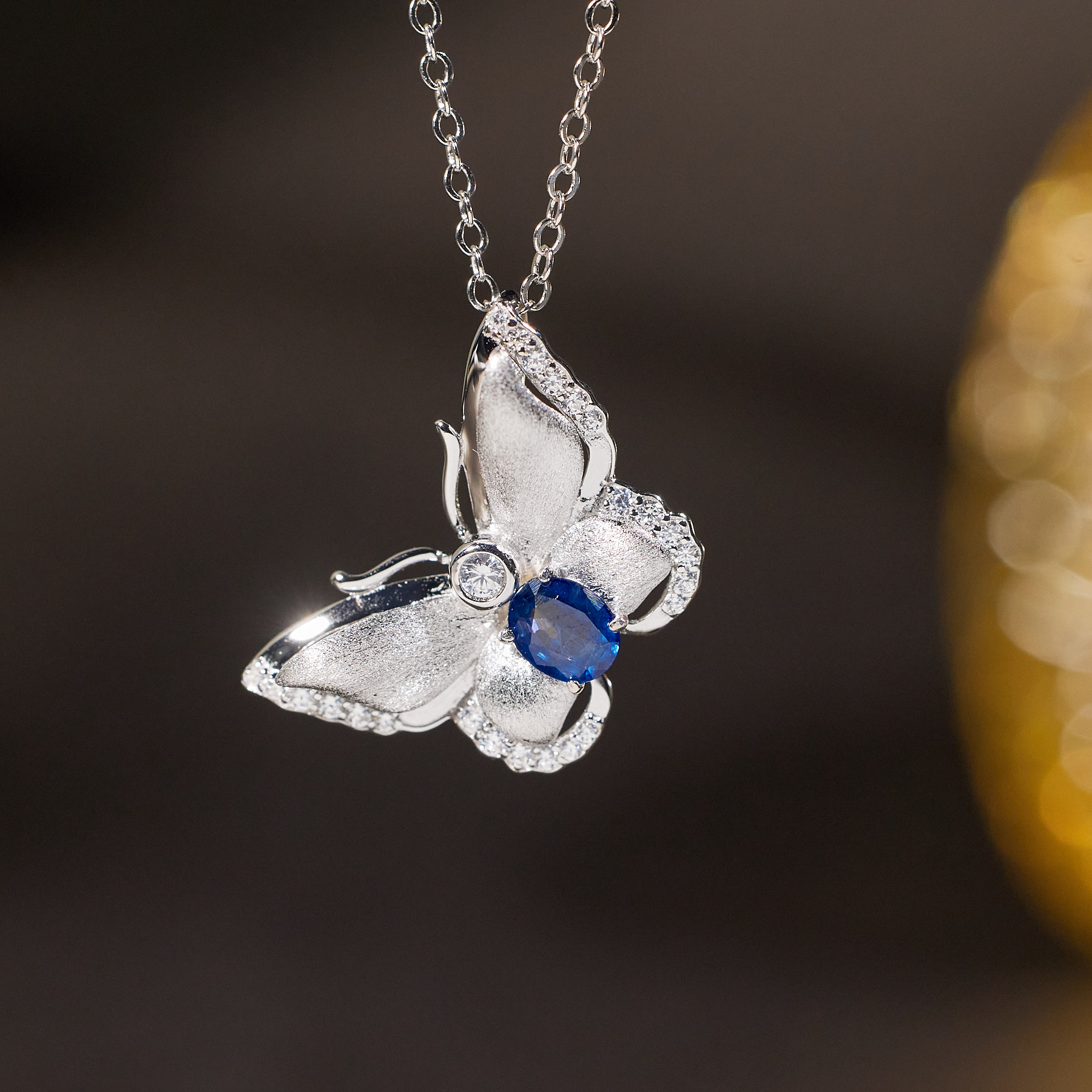 【歪歪】蝴蝶*蓝宝石项链*925镶嵌W5862