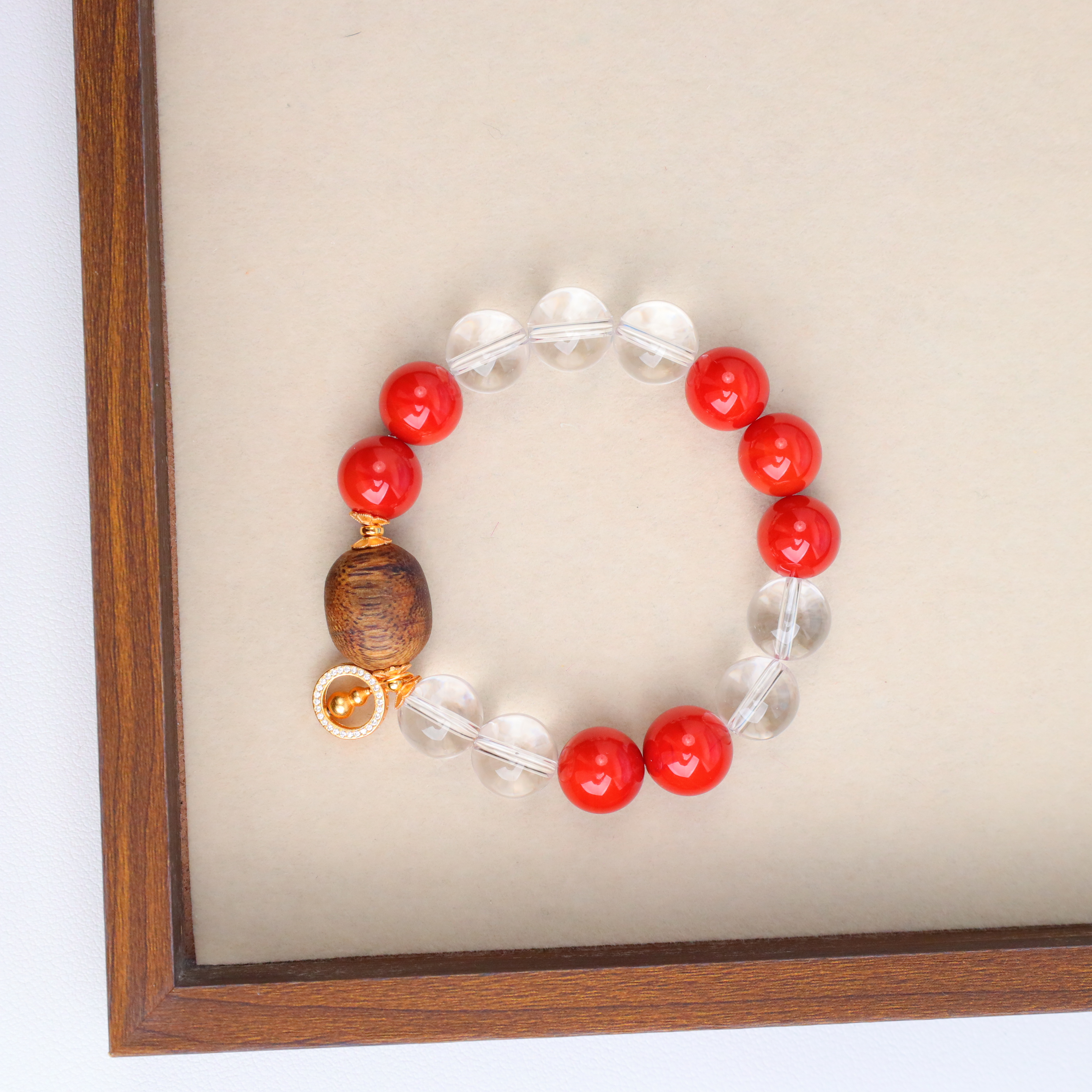 【琪琪珠宝】时尚简约南红圆珠沉香手串（15手围）