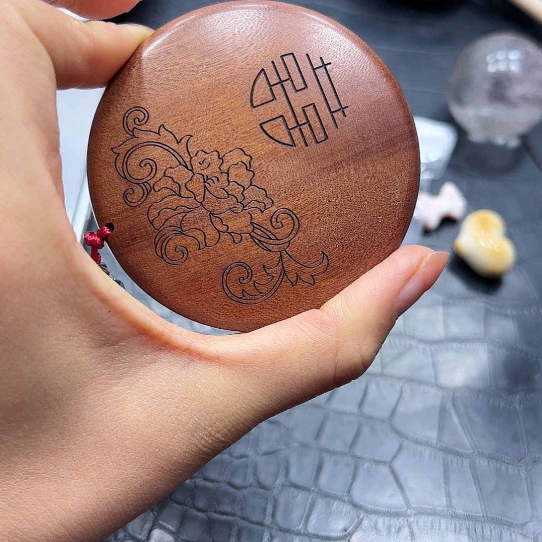 银S925镶嵌手链烟晶老山檀镜子