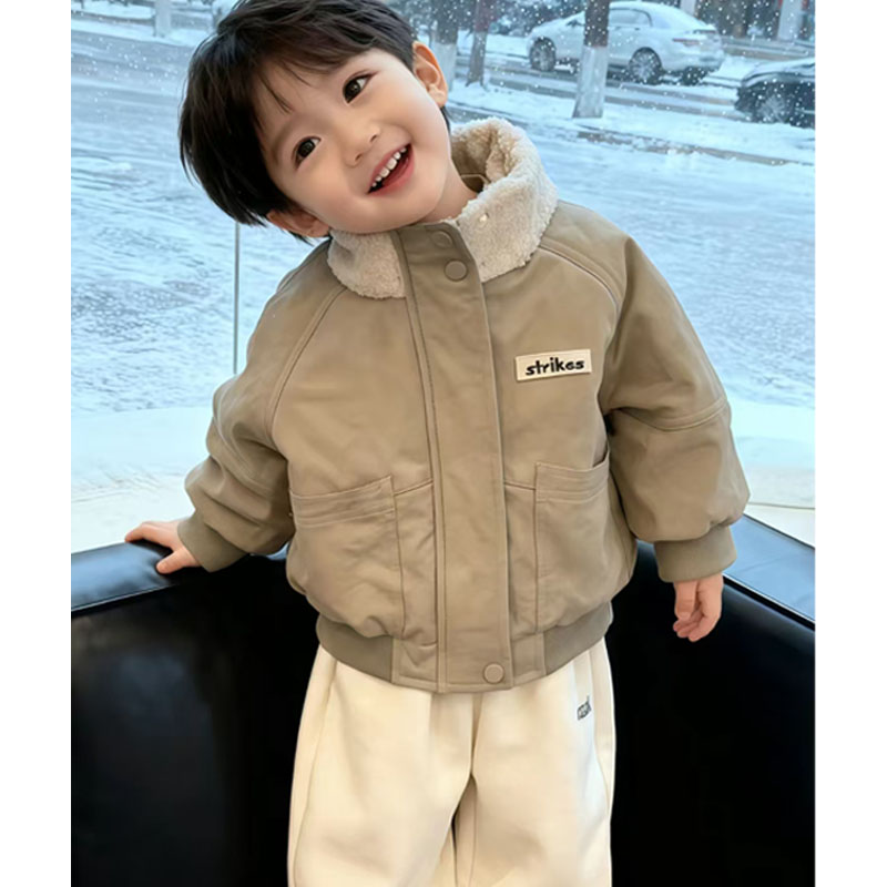 2025秋冬季新款棉衣外套儿童装加绒加厚保暖休闲短款男女童棉服