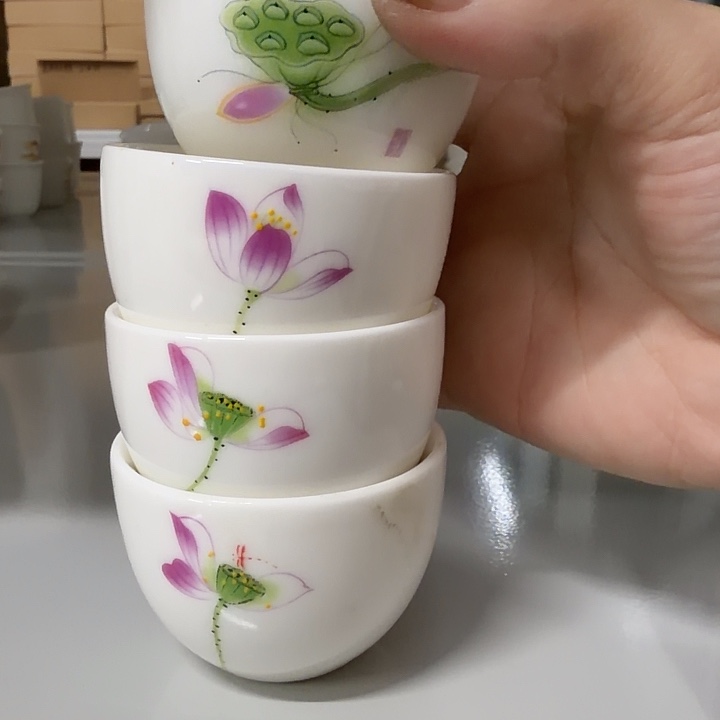 孤品高端羊脂玉茶杯四个一组