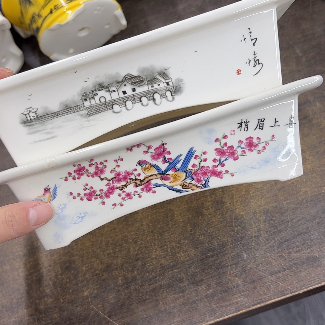 紫砂花盆053号瑕疵2个边不直福利22/16/6cm