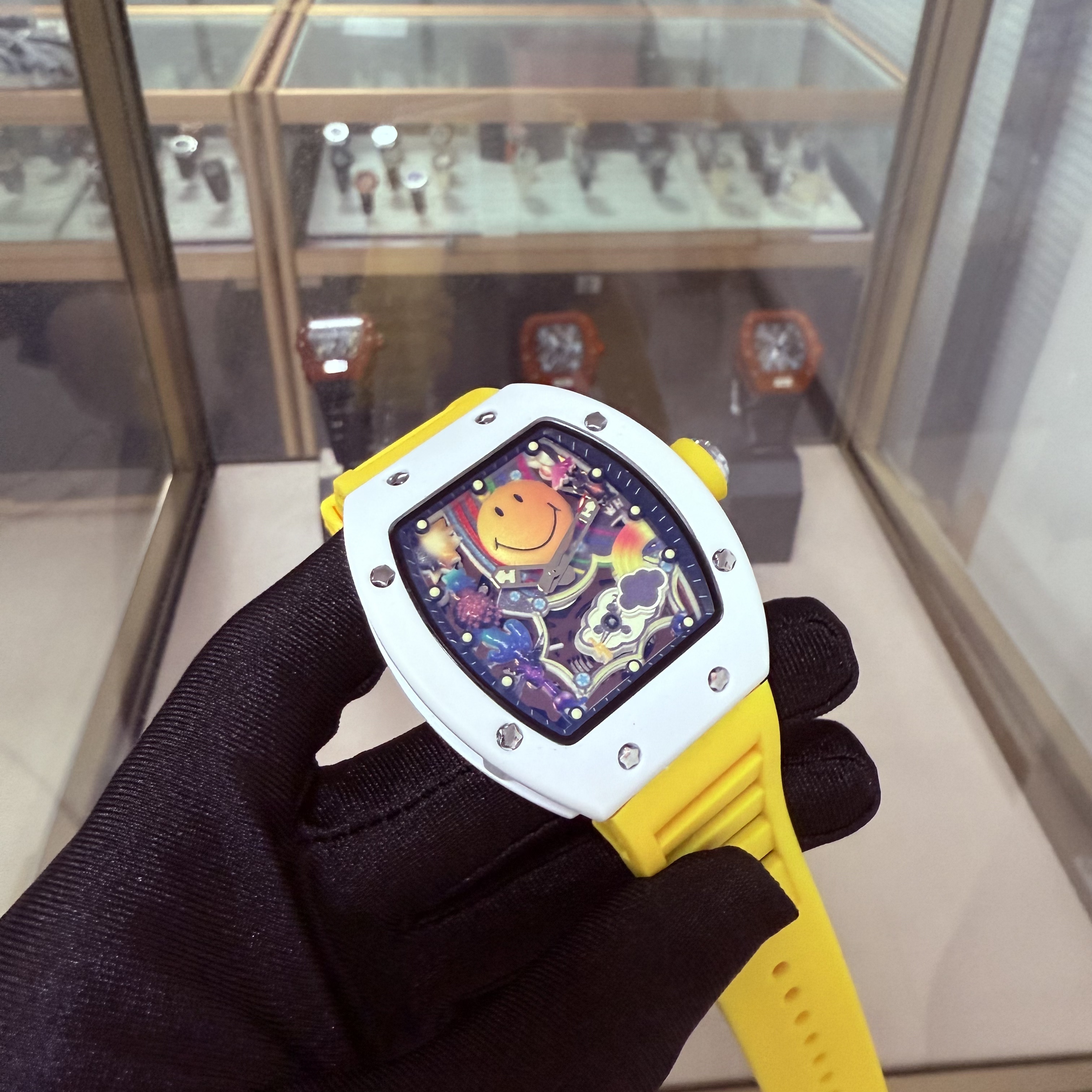 【专柜奢品】RM理查笑脸系列酒桶形腕表时尚个性夜光男士手表正品