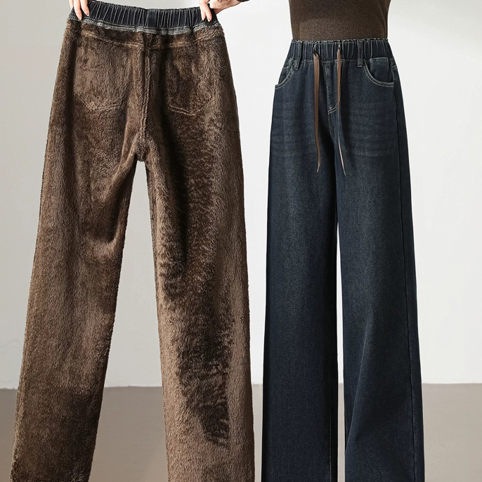 特厚松紧腰牛仔裤