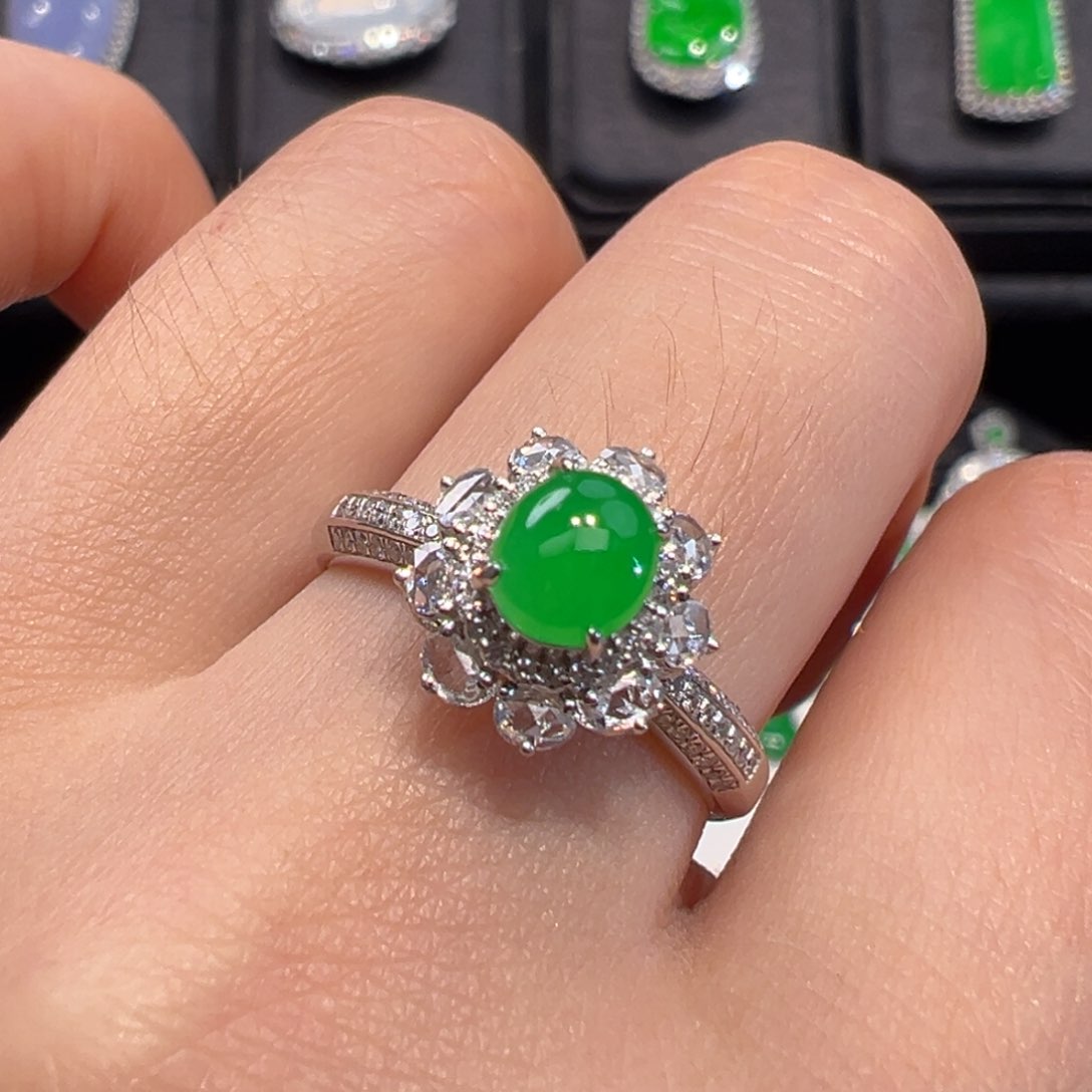 翡翠戒指18K金镶嵌收到货48小时鉴赏期