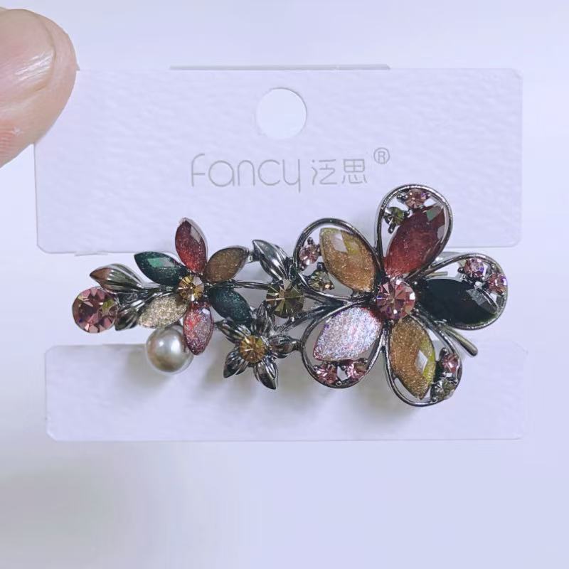 泛思新款高端水钻发夹女夏季刘海前额侧边发卡鸭嘴子短发夹子头饰