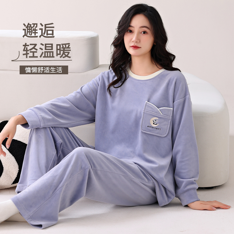 秋冬家居服女士睡衣海岛绒2025冬季加绒加厚大码可外穿保暖套装