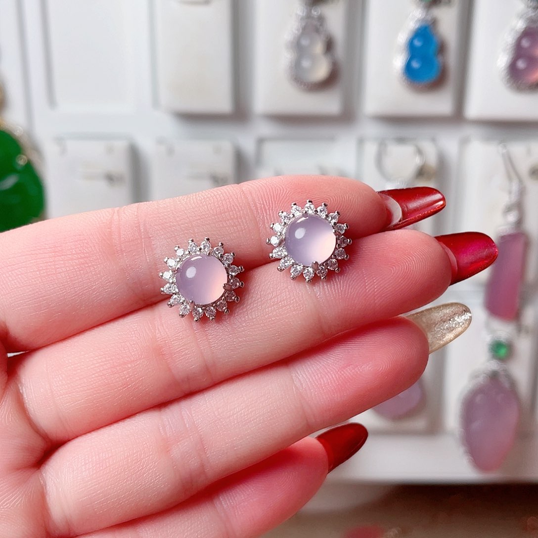 玛瑙/玉髓耳钉未镶嵌