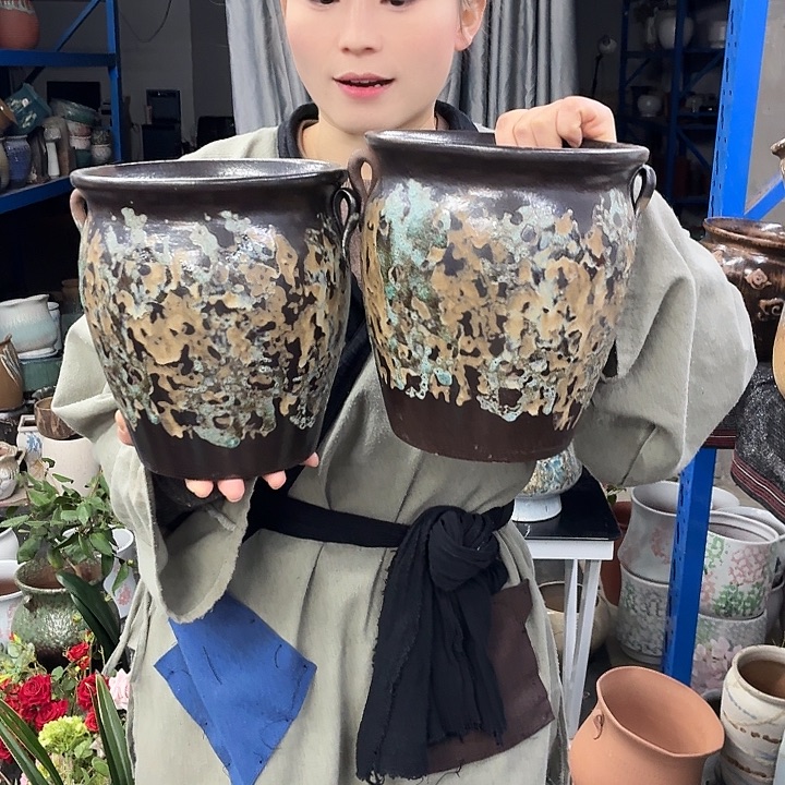 18×21 -粗陶花盆有孔-买买买