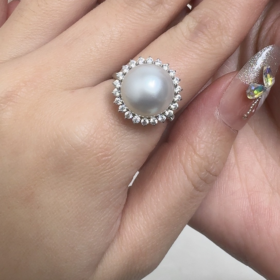 海水珍珠戒指18K金镶嵌