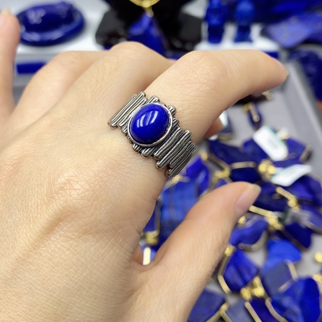 青金石戒指银S925镶嵌