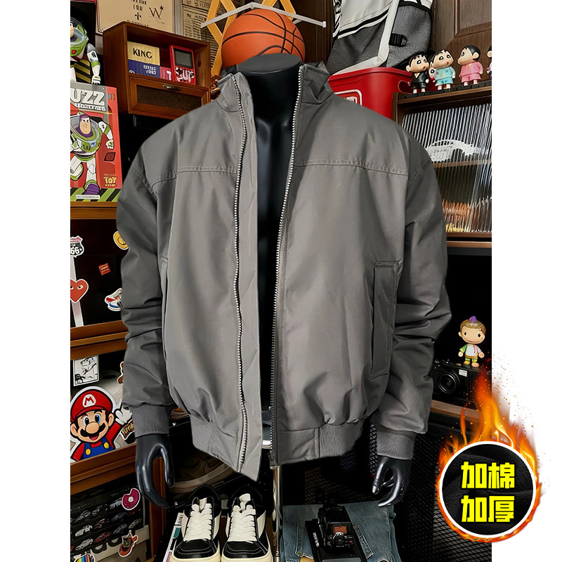 三防飞行员夹克工装外套男宽松春秋季美式廓形短款教练立领棒球服