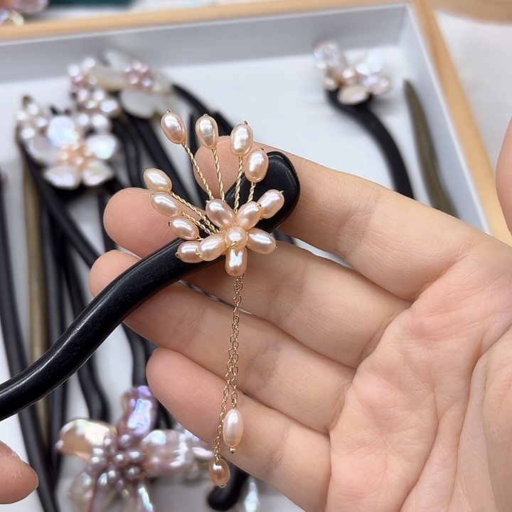 淡水珍珠发饰银S925镶嵌脑*痛