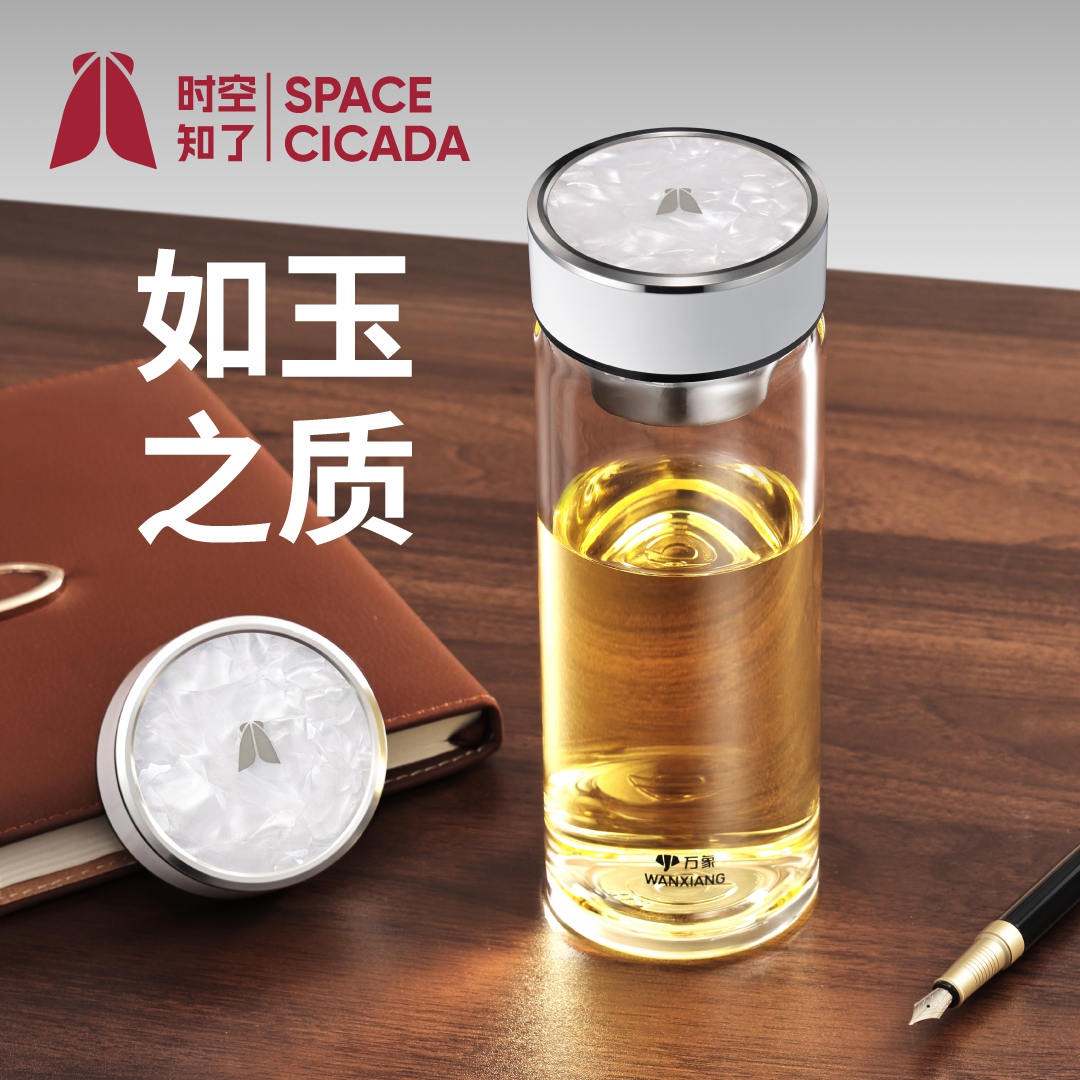 万象时空知了单层高硼硅玻璃杯男女士泡茶茶水分离高档商务大容量