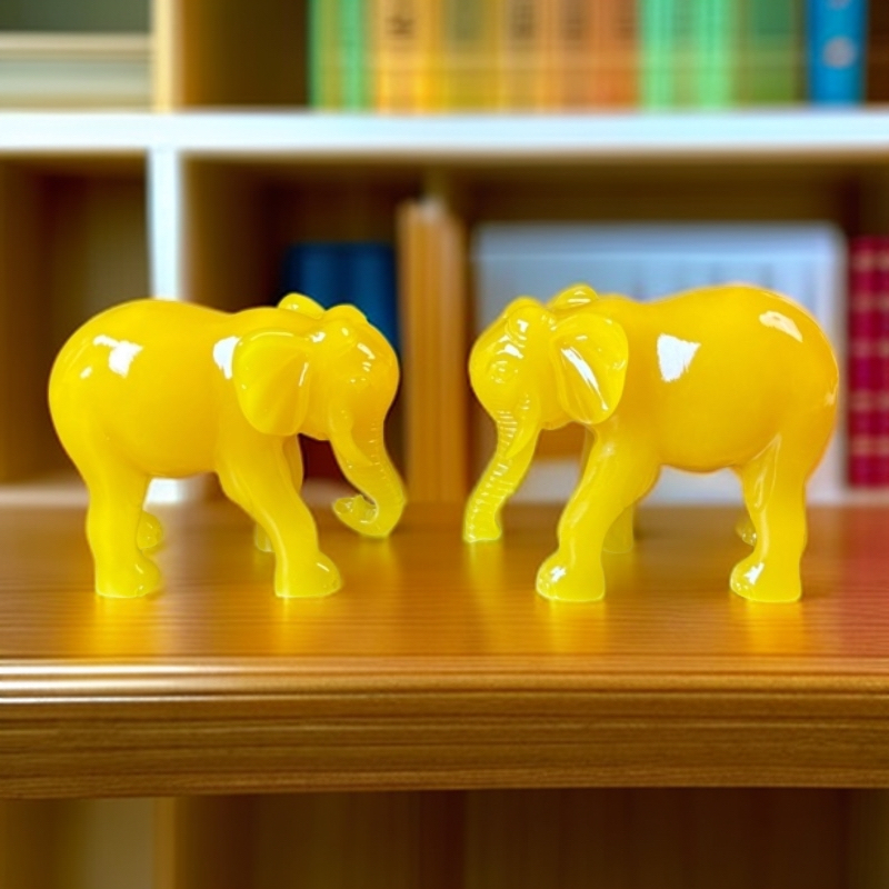 黄色招财大象一对客厅玄关博古架乔迁新家店铺开业送礼（小号）