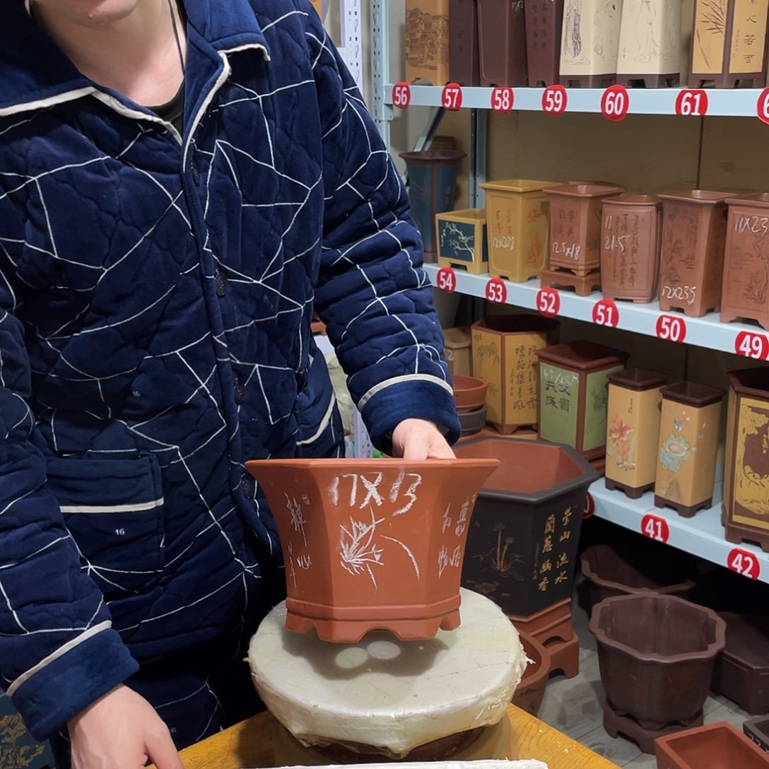 天心紫砂手工花盆