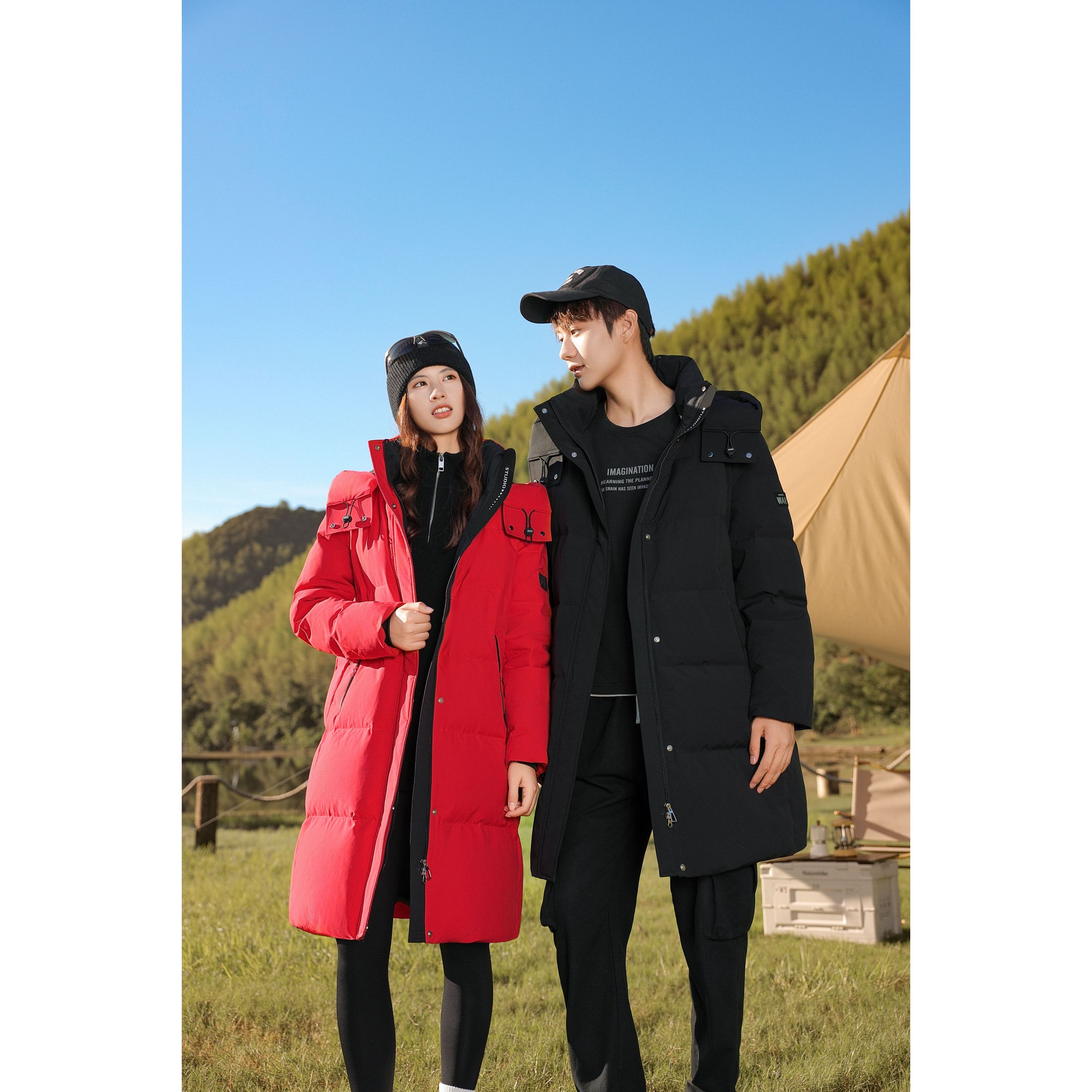 【格一专属】户外情侣同款羽绒服男女中长款保暖外套XC0A33127