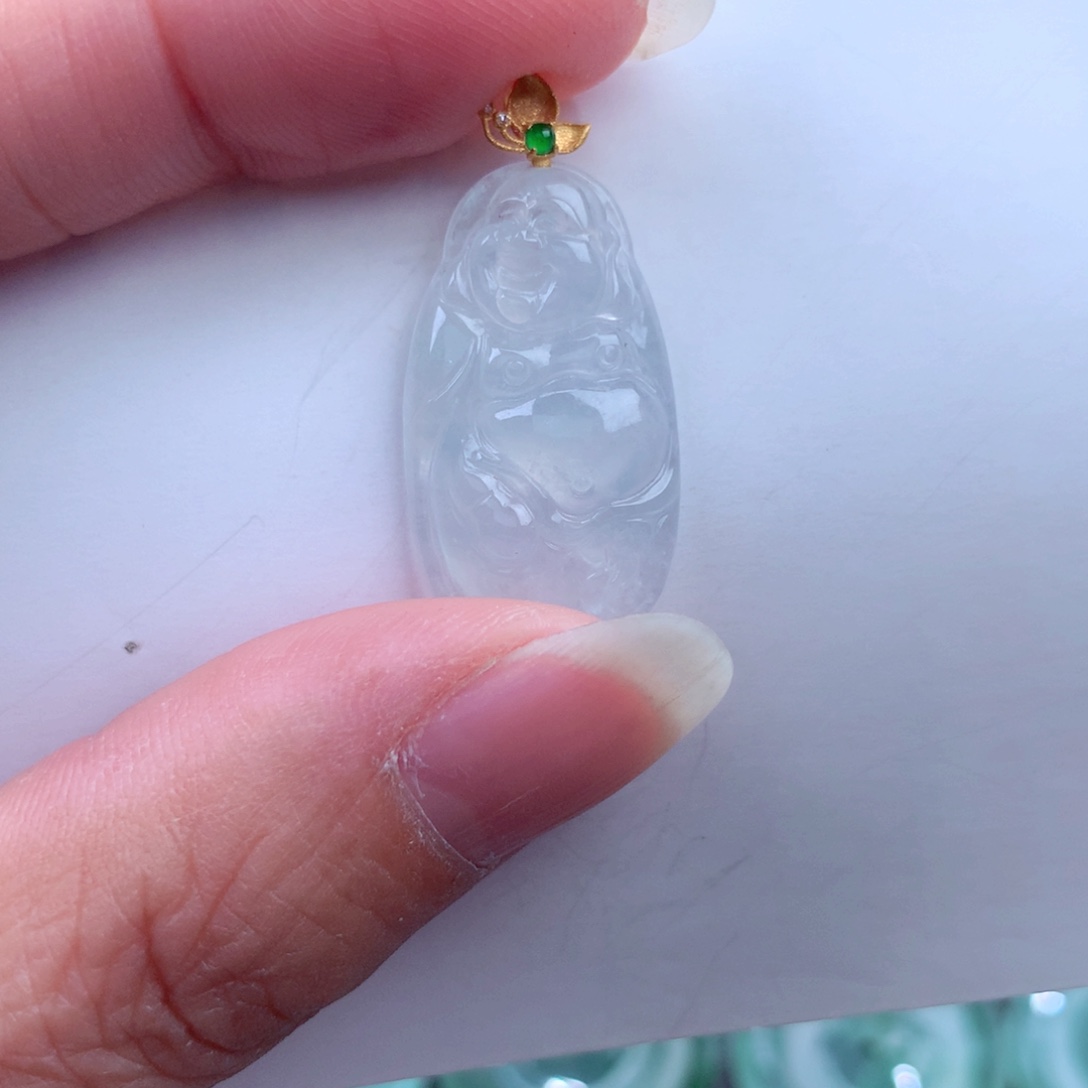 翡翠吊坠(不含链)18K金镶嵌