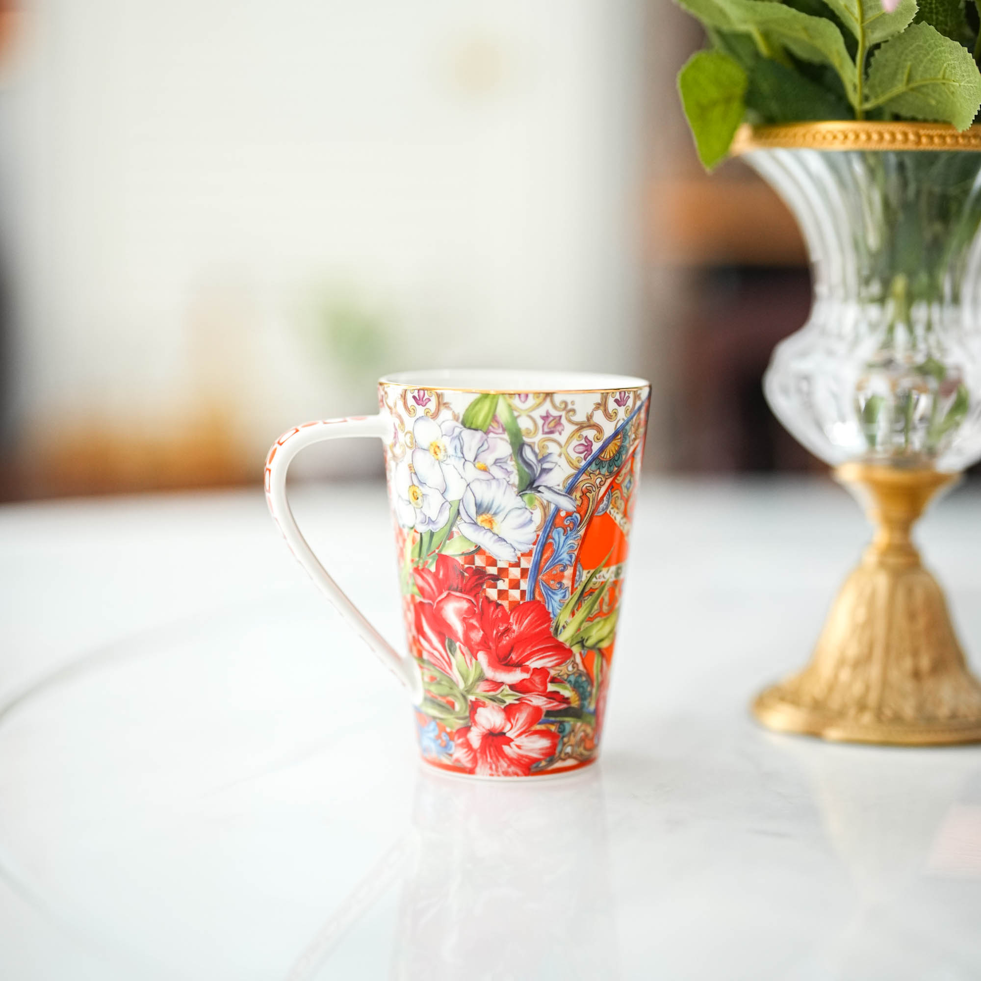 【奇居巍】繁花似锦系列高温瓷马克杯家用办公室水杯茶杯