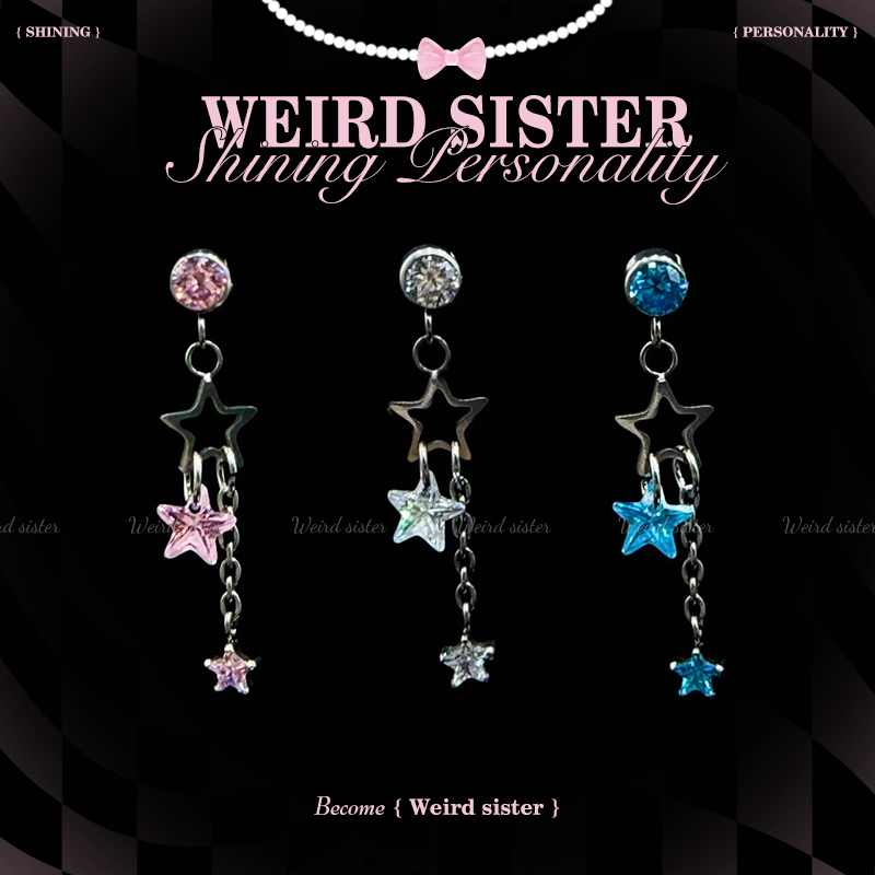 钛合金耳饰 【直播浮力专项】星星流苏吊坠0.9牙钛合金耳钉内螺纹