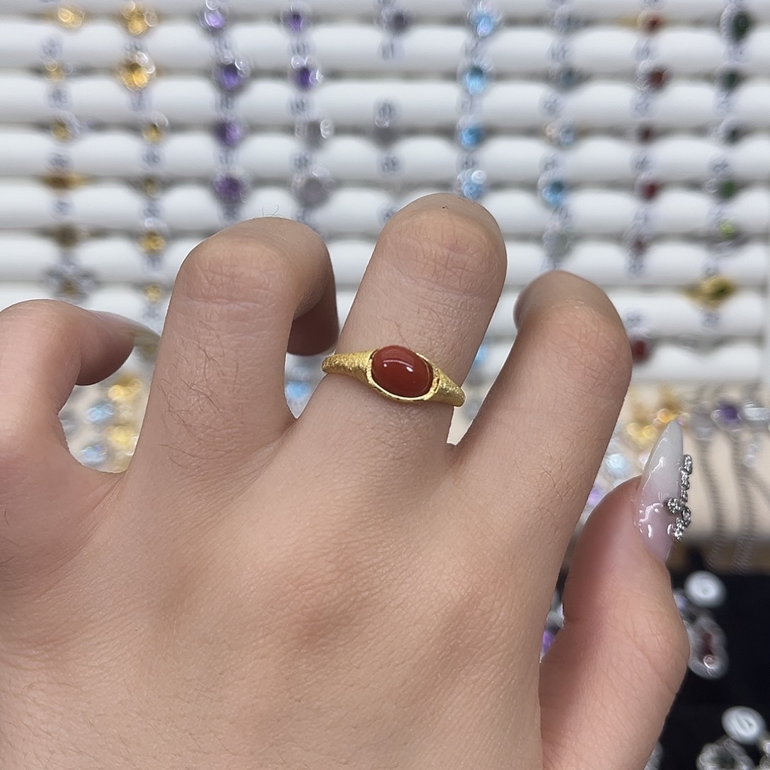 纠****南红玛瑙银S925镶嵌戒指