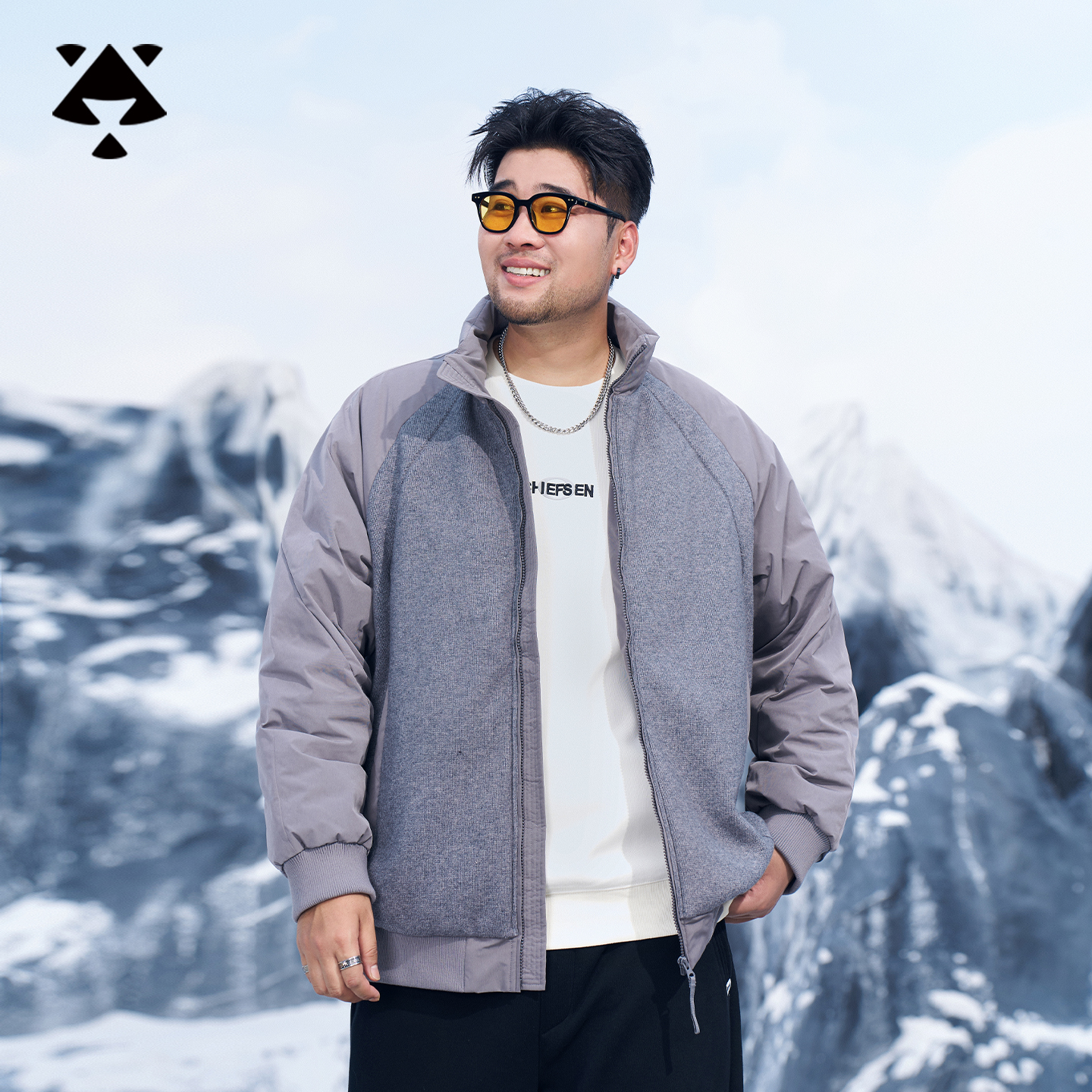 【毛织拼接90保暖鸭绒】黑劲森老板大码男装冬季羽绒服蓄热保暖外套