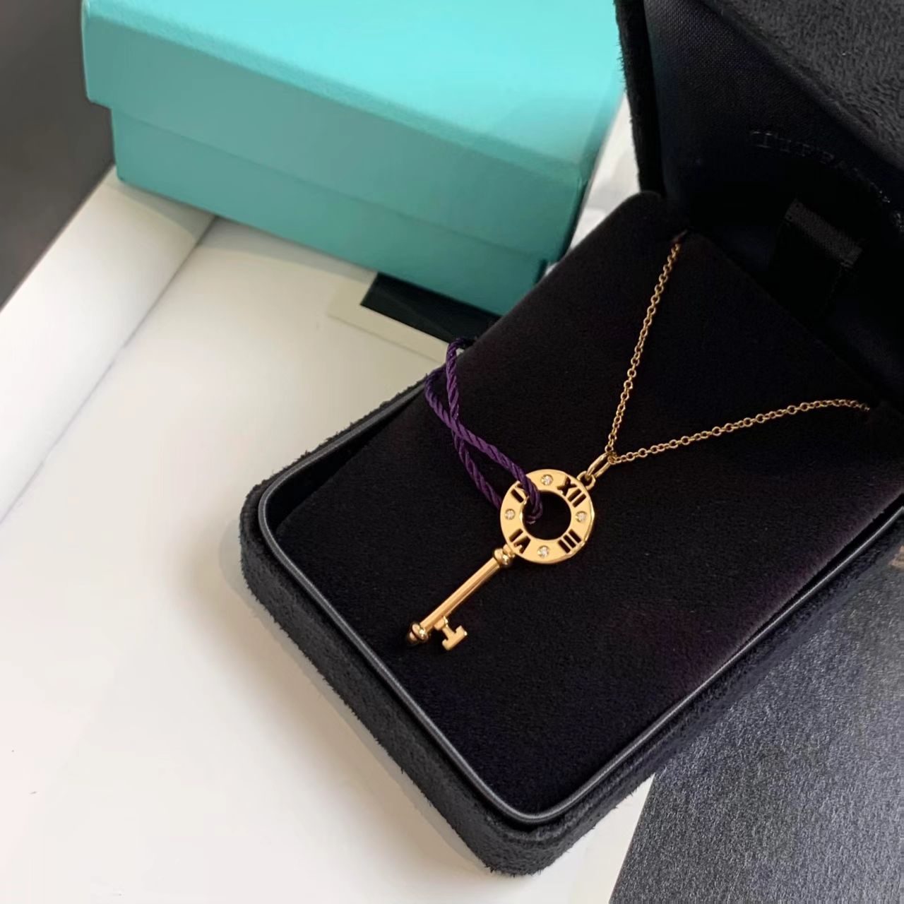 99新 Tiffany & Co./蒂芙尼 金四钻项链/12期/49975379/代卖服务