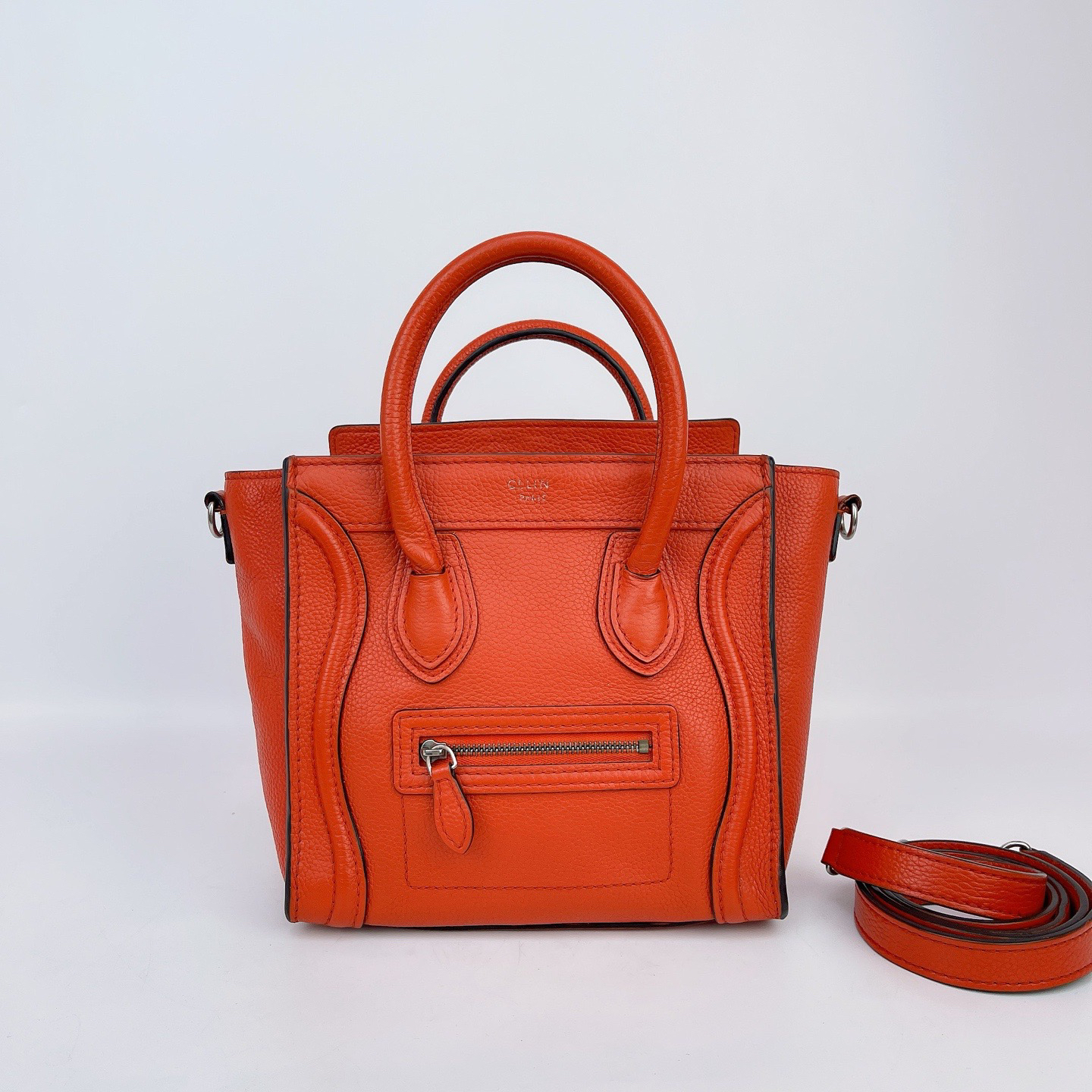 95新 Celine/思琳 赛琳 橘笑脸单肩包底长21 E137
