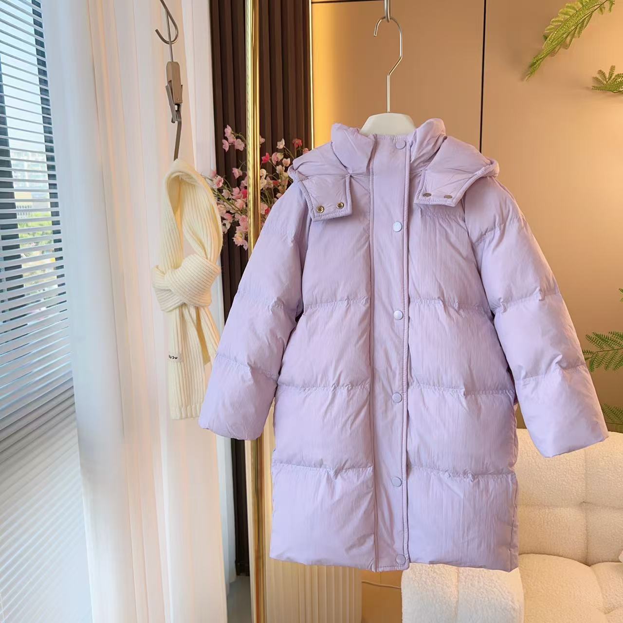 【晶秋】【现货】【大】时尚大版加长款加厚羽绒服男女童冬款外套