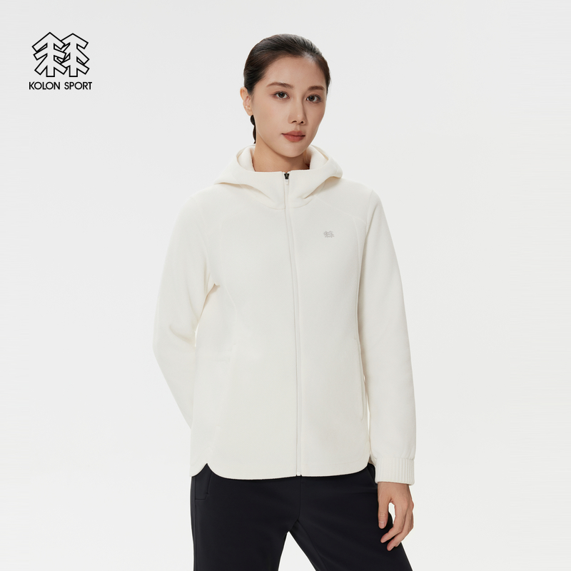 KOLON SPORT可隆抓绒衣保暖女士收腰POLARTEC连帽抓绒夹克