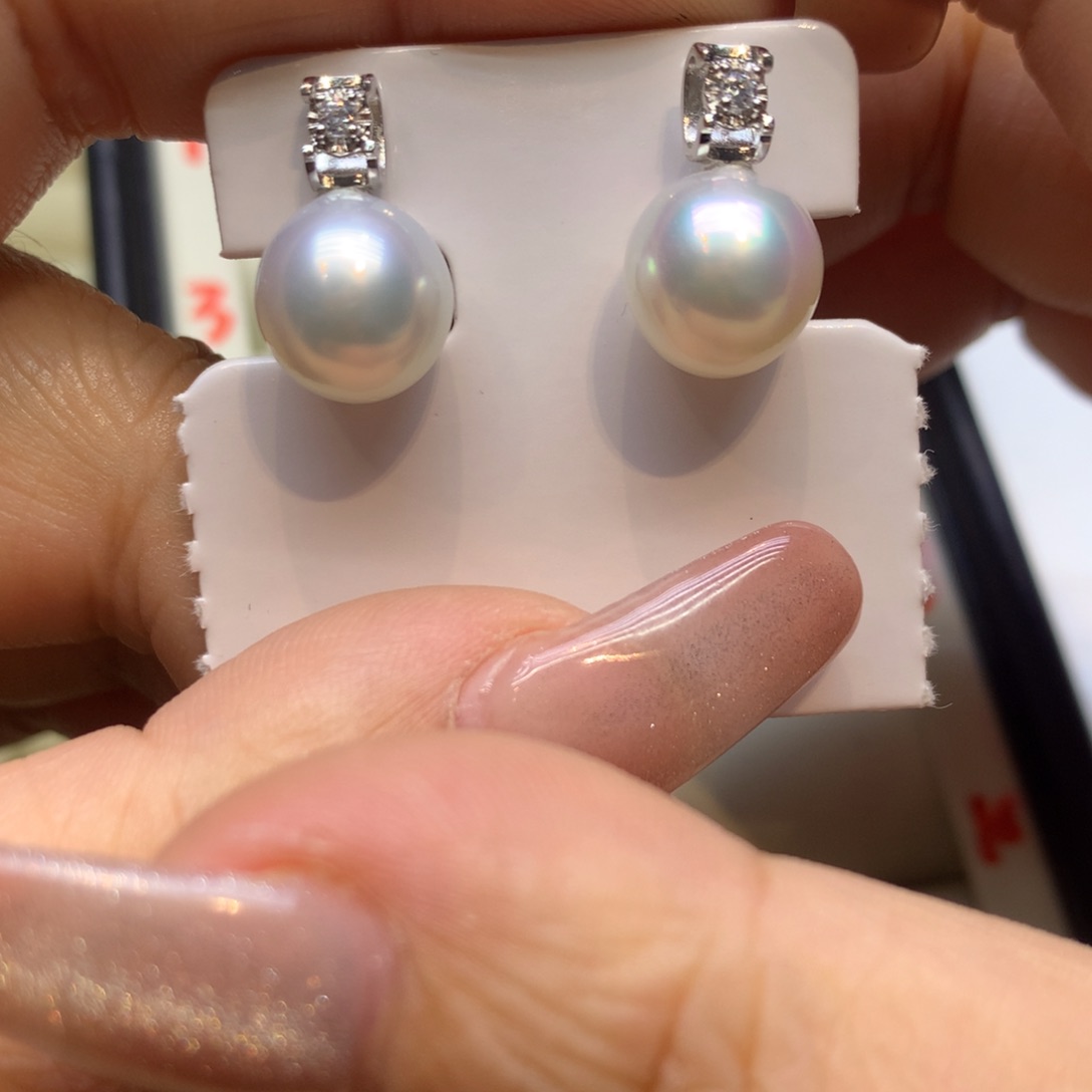 银S925镶嵌耳饰海水珍珠