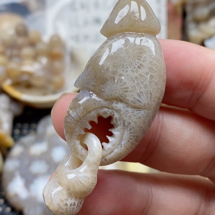 硅化珊瑚（珊瑚玉）颈饰未镶嵌