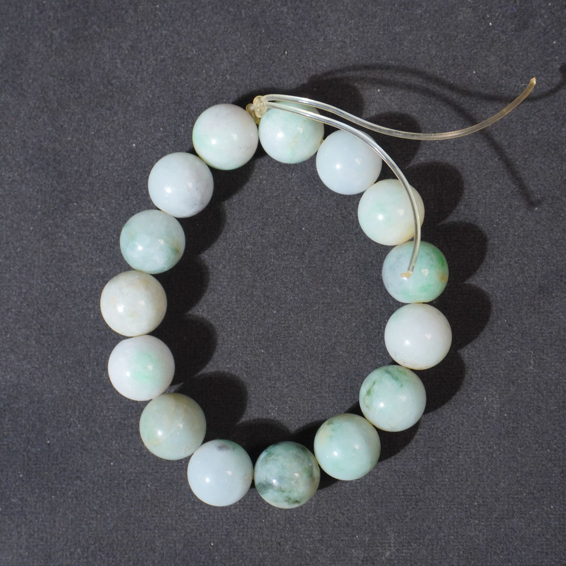 6NP3 清  翡翠圆珠手串