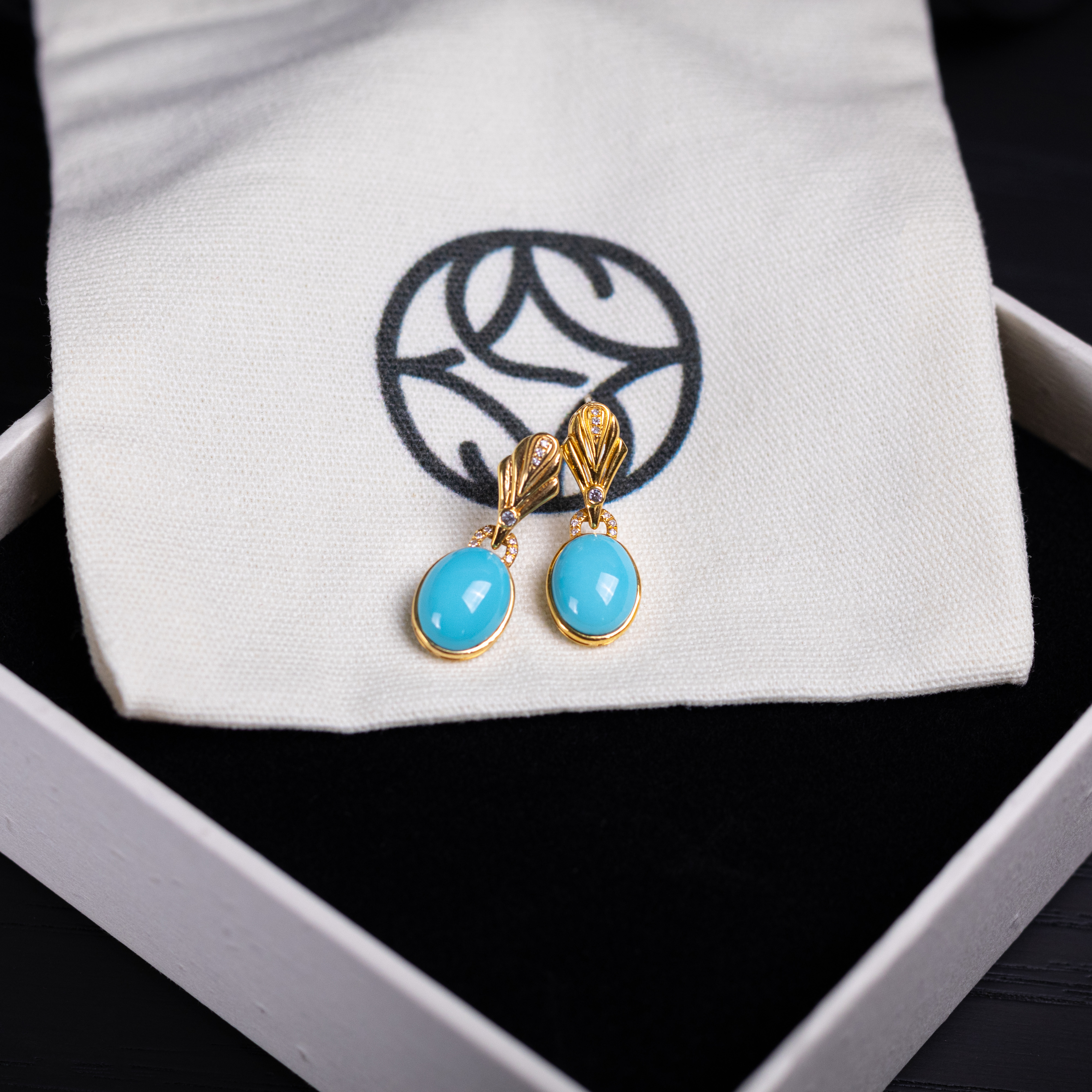 禾奕 天然绿松石耳坠湖北原矿高瓷釉国风百搭时尚新中式气质耳饰