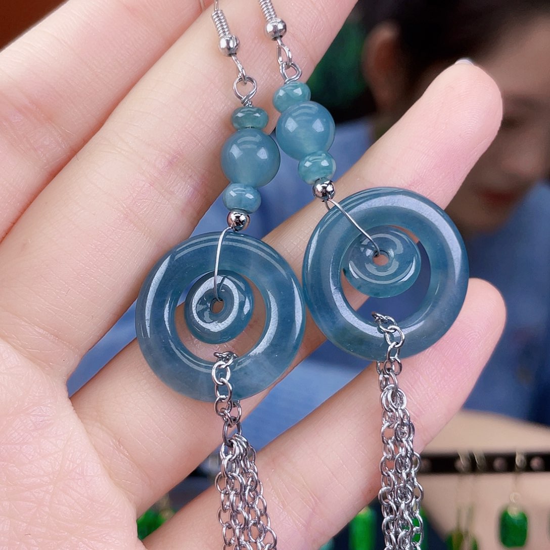 翡翠未镶嵌耳饰饰品