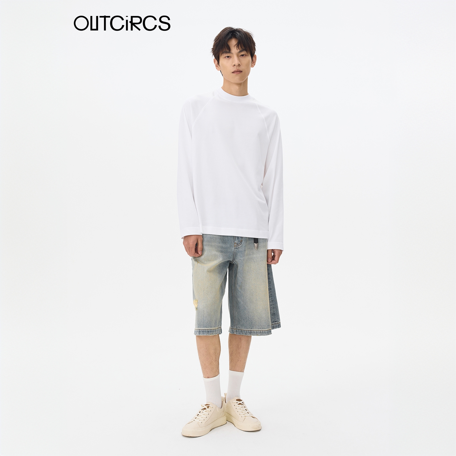OUTCiRCS插肩长袖LOGOT恤2025年秋冬新款长袖男女同款T恤