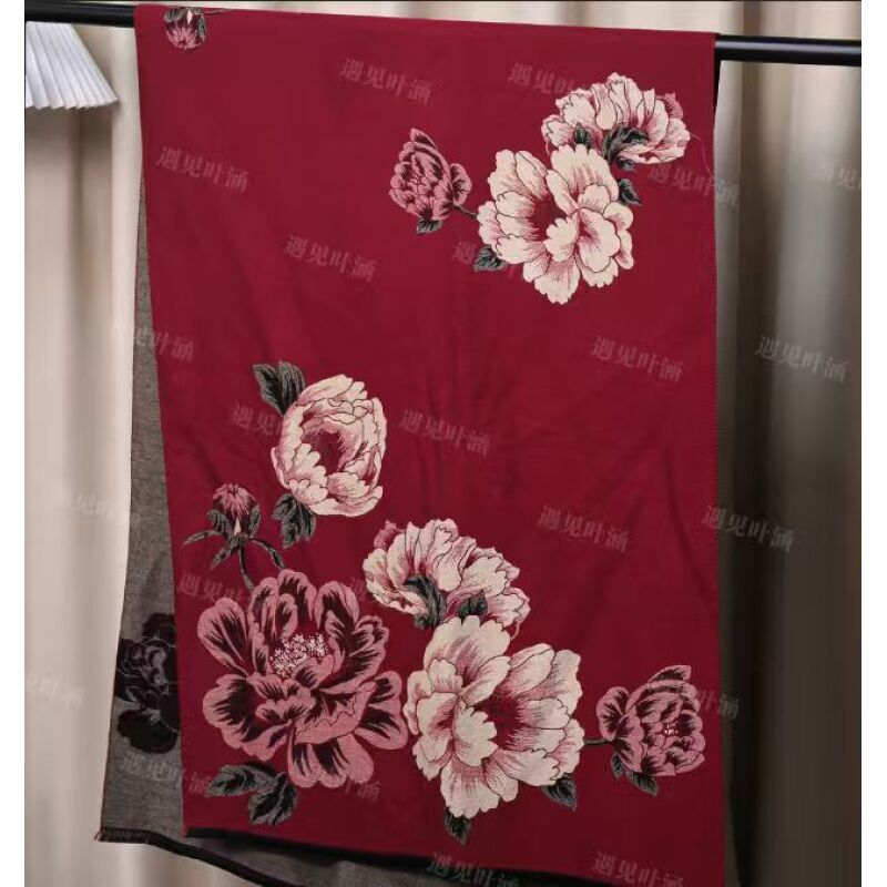 QD021胭脂牡丹（70*180）女士围巾