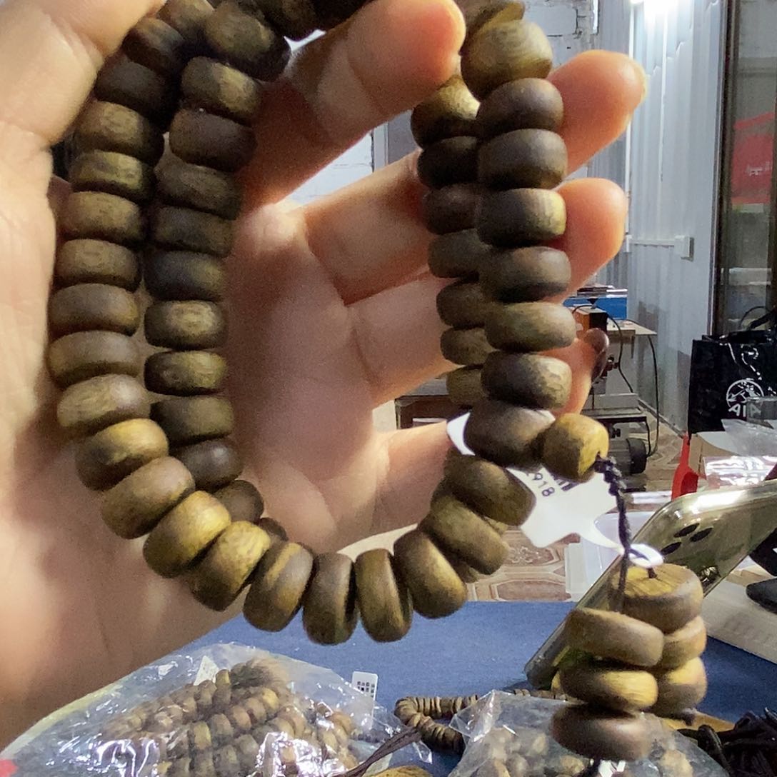 沉香手串清**w棋楠乌身算盘珠双圈1.2/33克+多样性发一