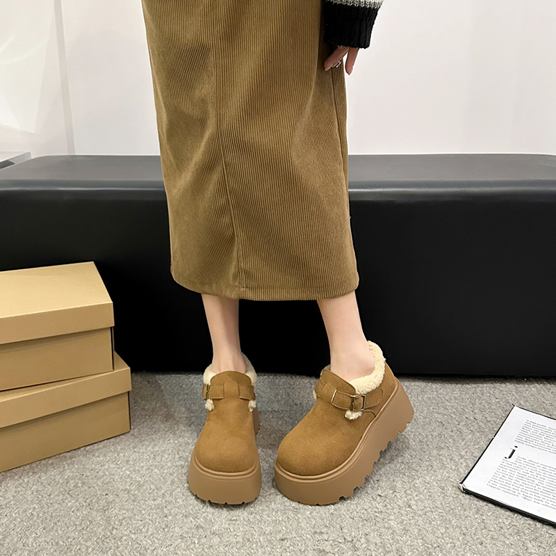 学院风秋冬棉鞋雪地靴冬季勃肯鞋休闲风纯色百搭保暖加绒复古厚底