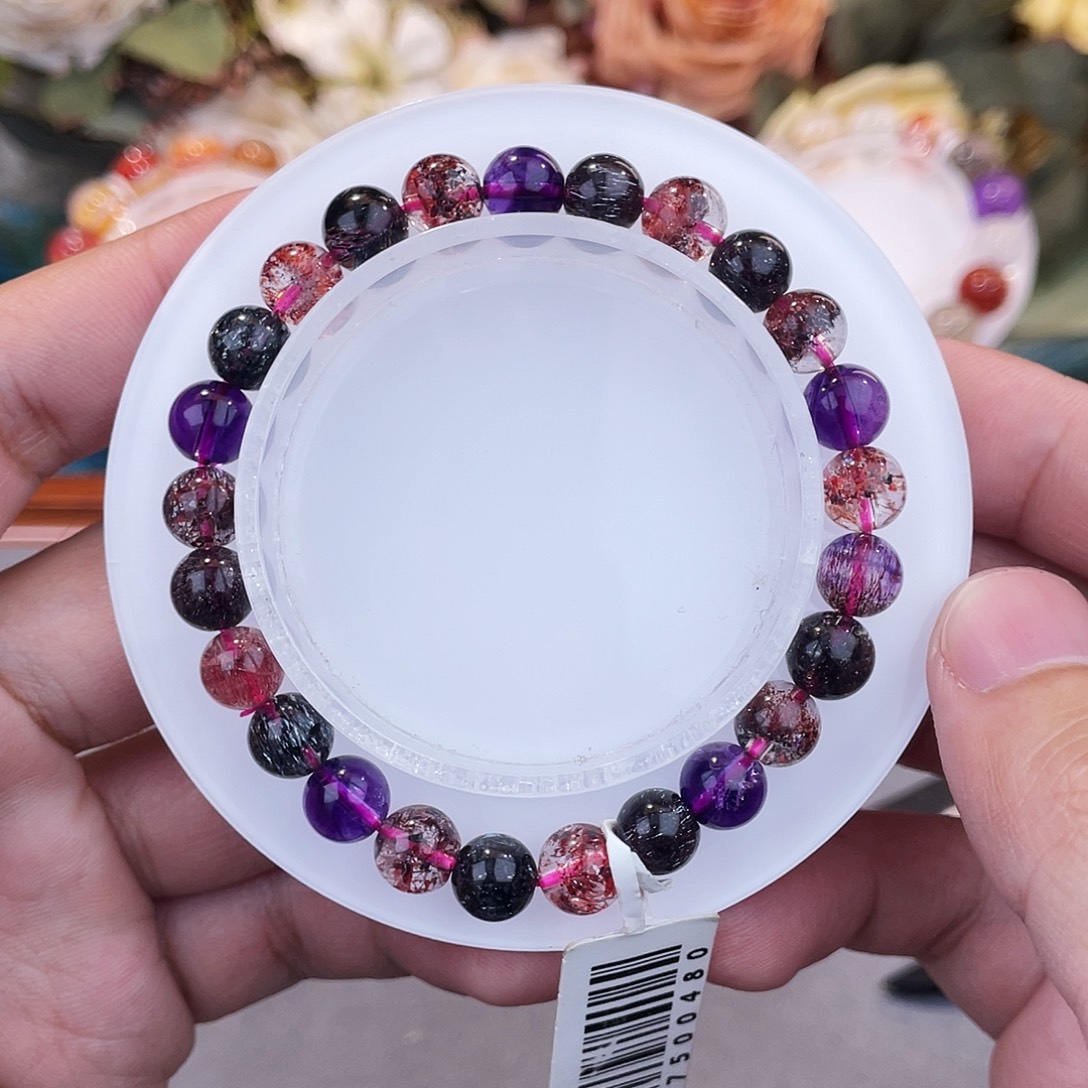 未镶嵌手串水晶黑加仑超七7m