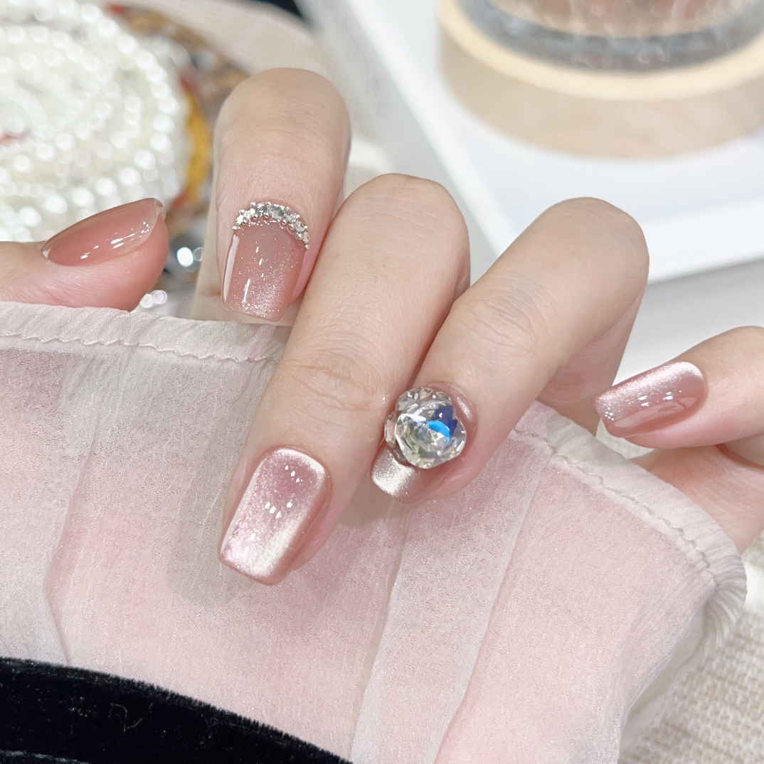 【星河】手工轻奢穿戴甲猫眼贴钻显白百搭可重复佩戴美甲贴片