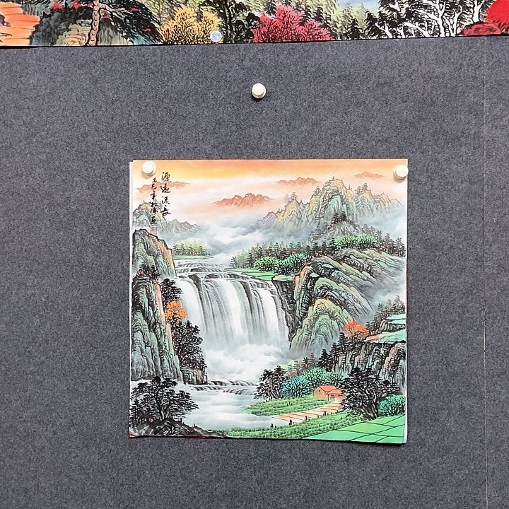 国画四尺斗方山水一副