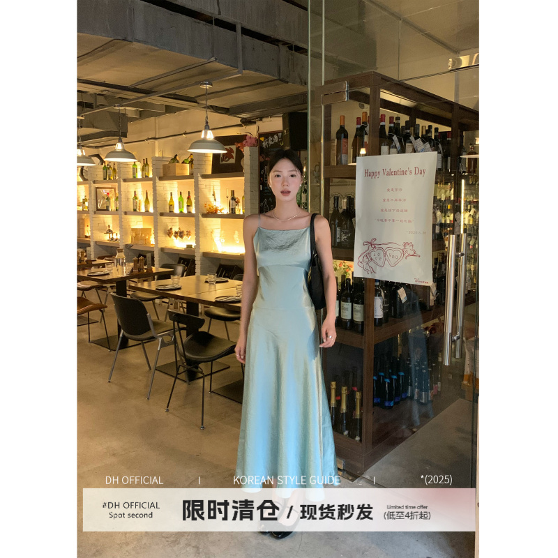 清DH OFFICIAL 大花【仙本那梦境 dress】醋酸亮面优雅修身连衣裙