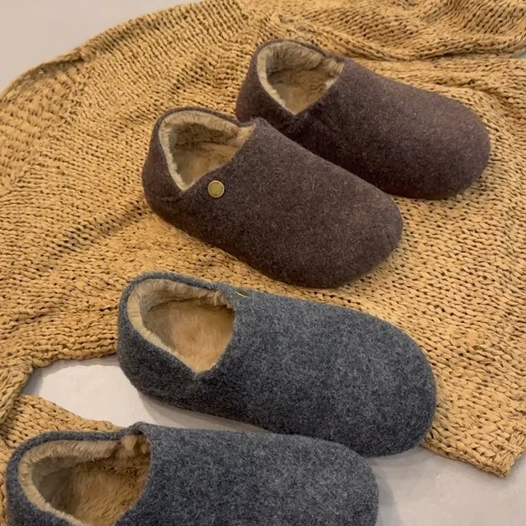 新款复古圆头女百搭软底一脚蹬舒适加绒勃肯豆豆鞋6223