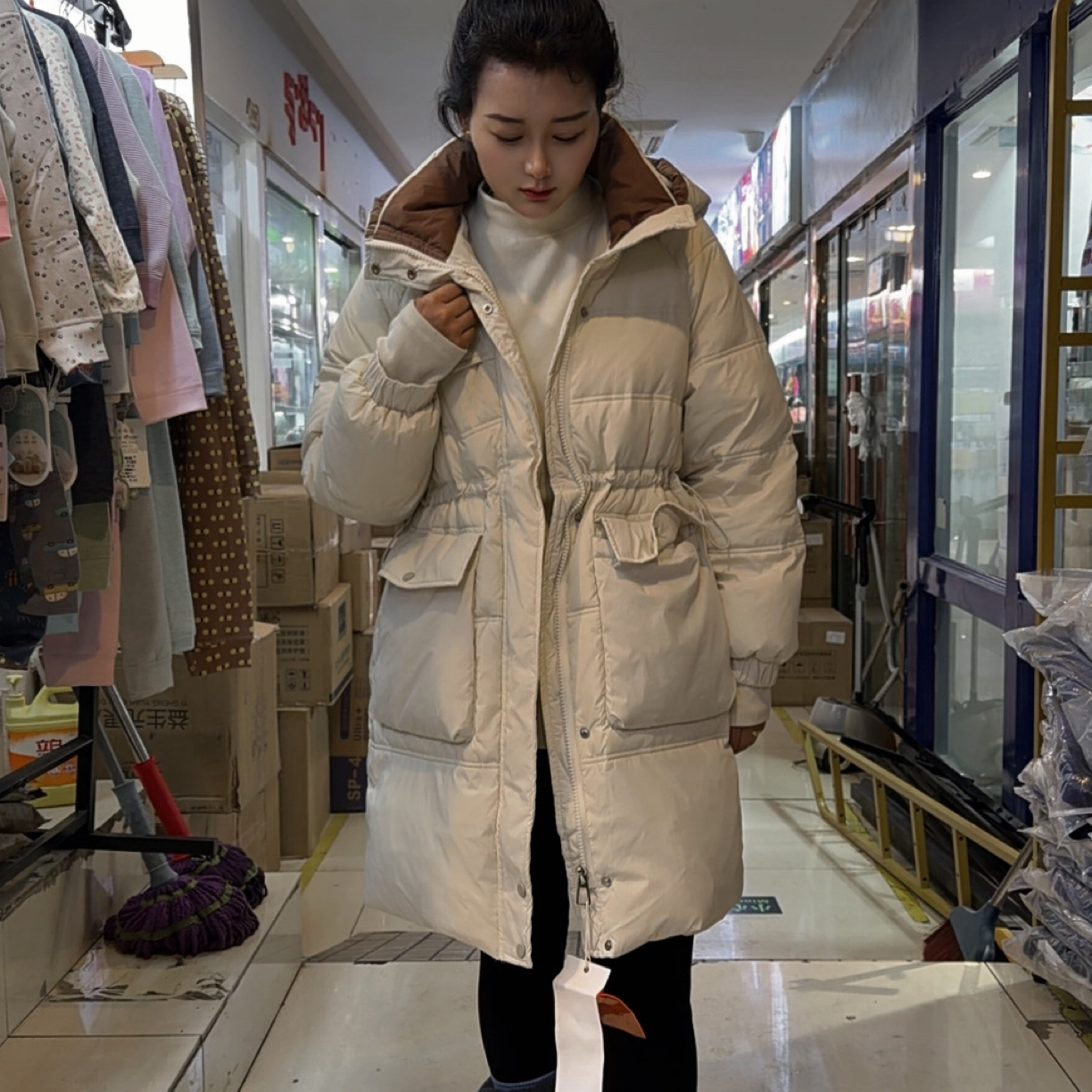 【1506羽绒服】中长款收腰冬季保暖显瘦百搭